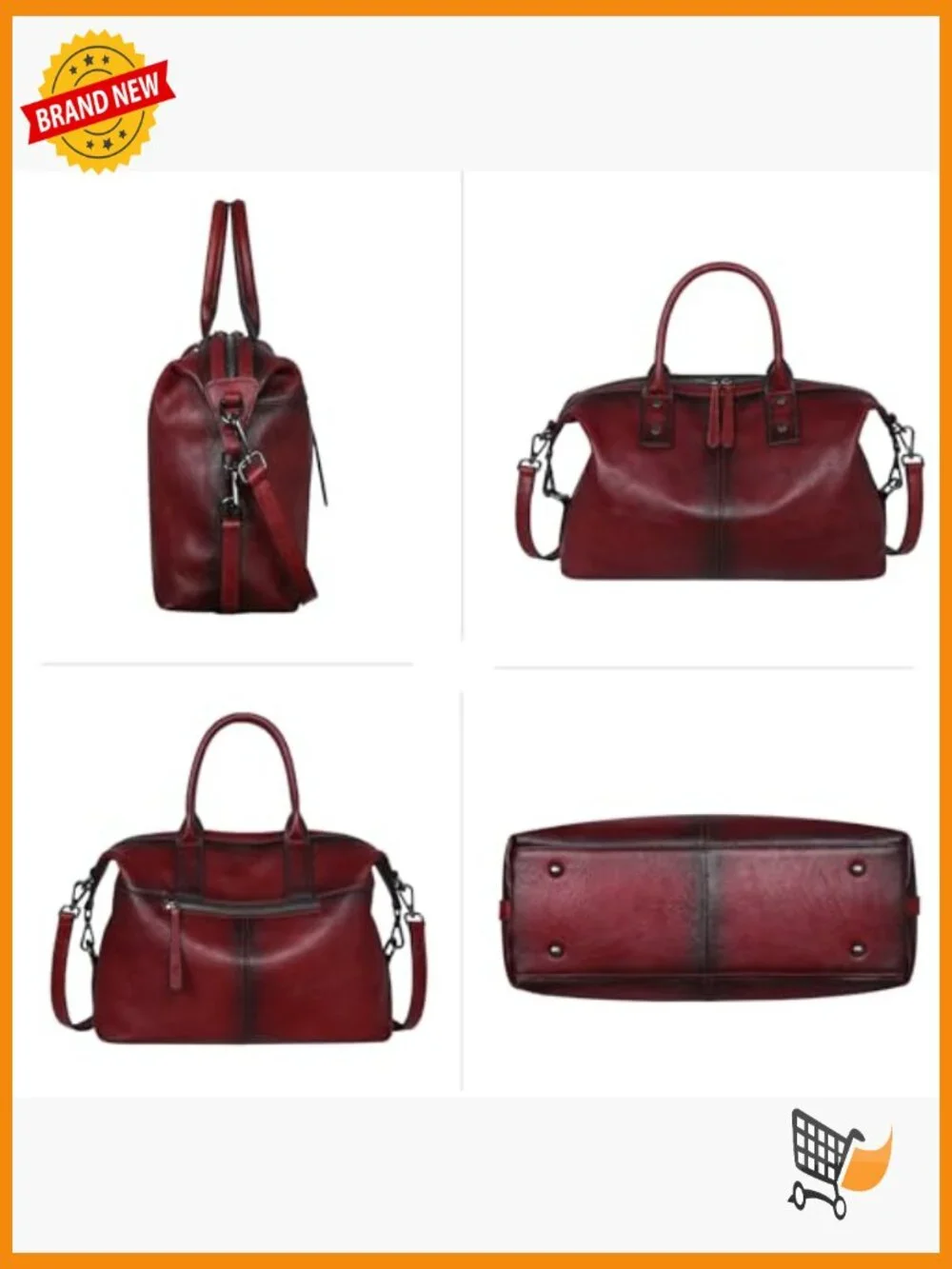 Genuine Leather Satchel Tote Bag Large Capacity Handbag Cross Body